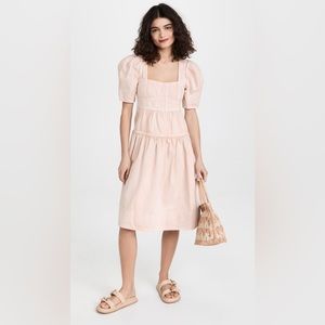 ULLA JOHNSON Ames Dress - Size 00 - Light Pink Midi Dress